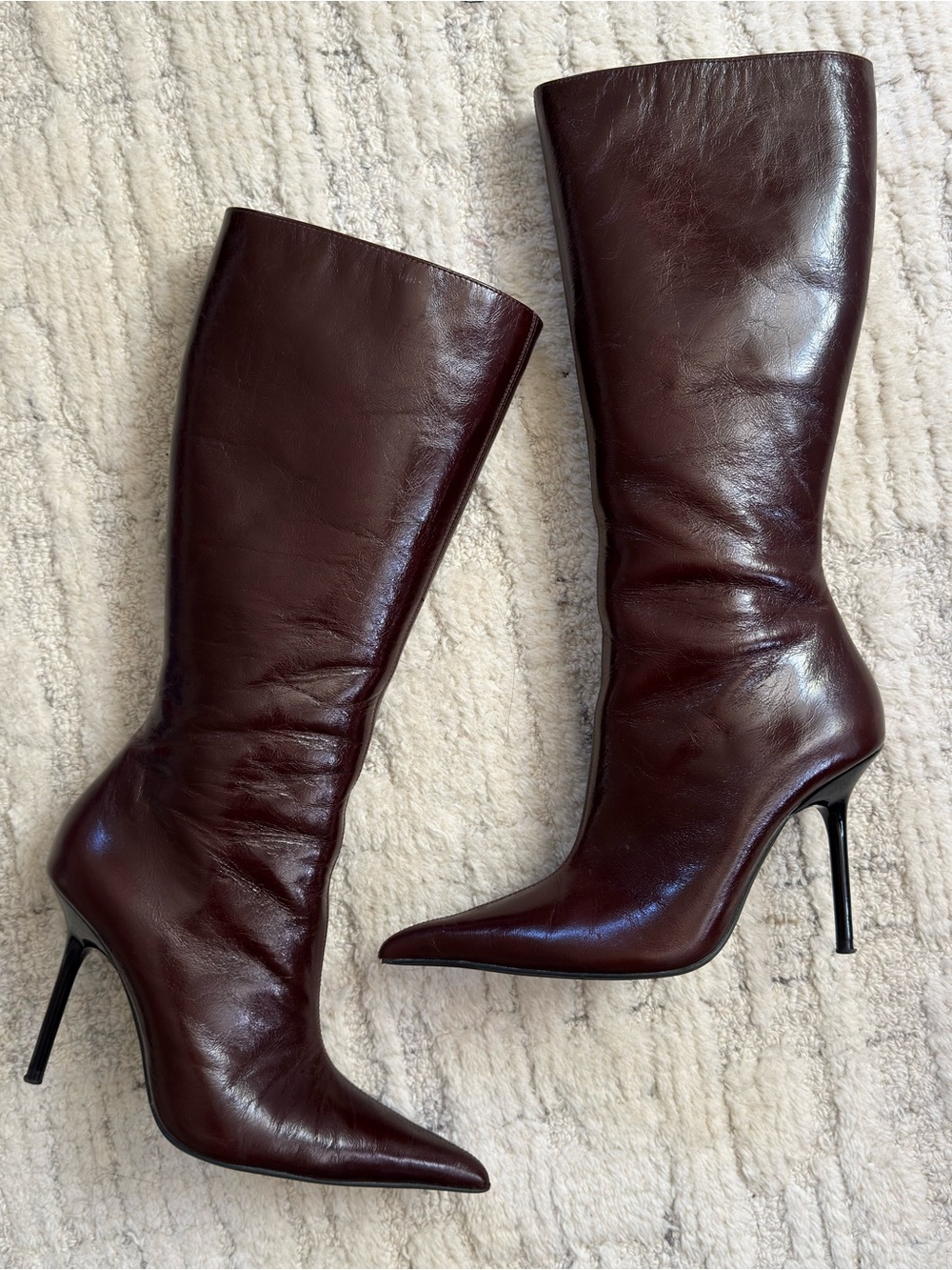 ZARA THIN HEEL LEATHER POINTED TOE BOOTS 9US/40EU - 3003/410
